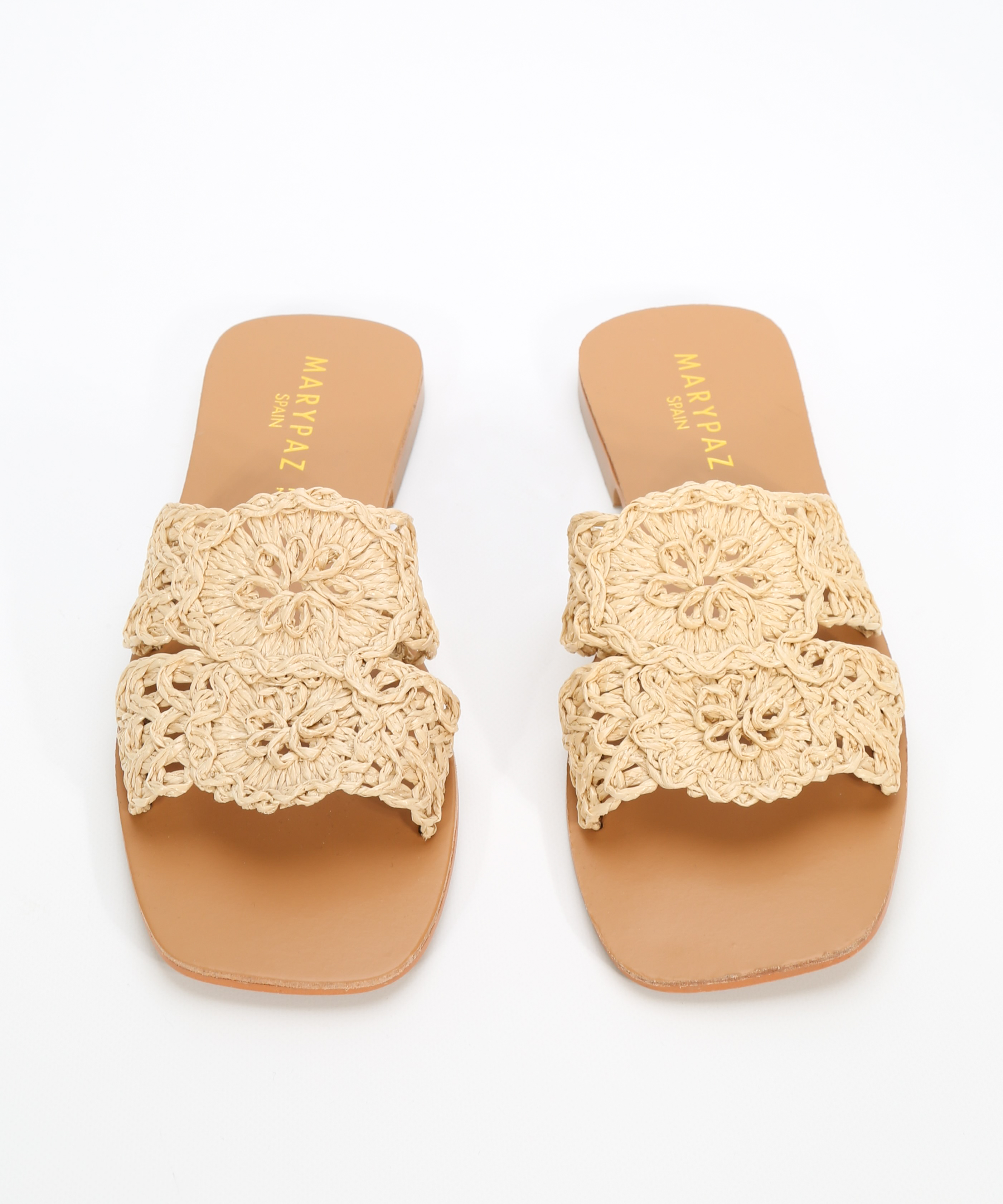 Rafia Sandalia Plana Amarilla Sandalia Plana En Rafia Natural