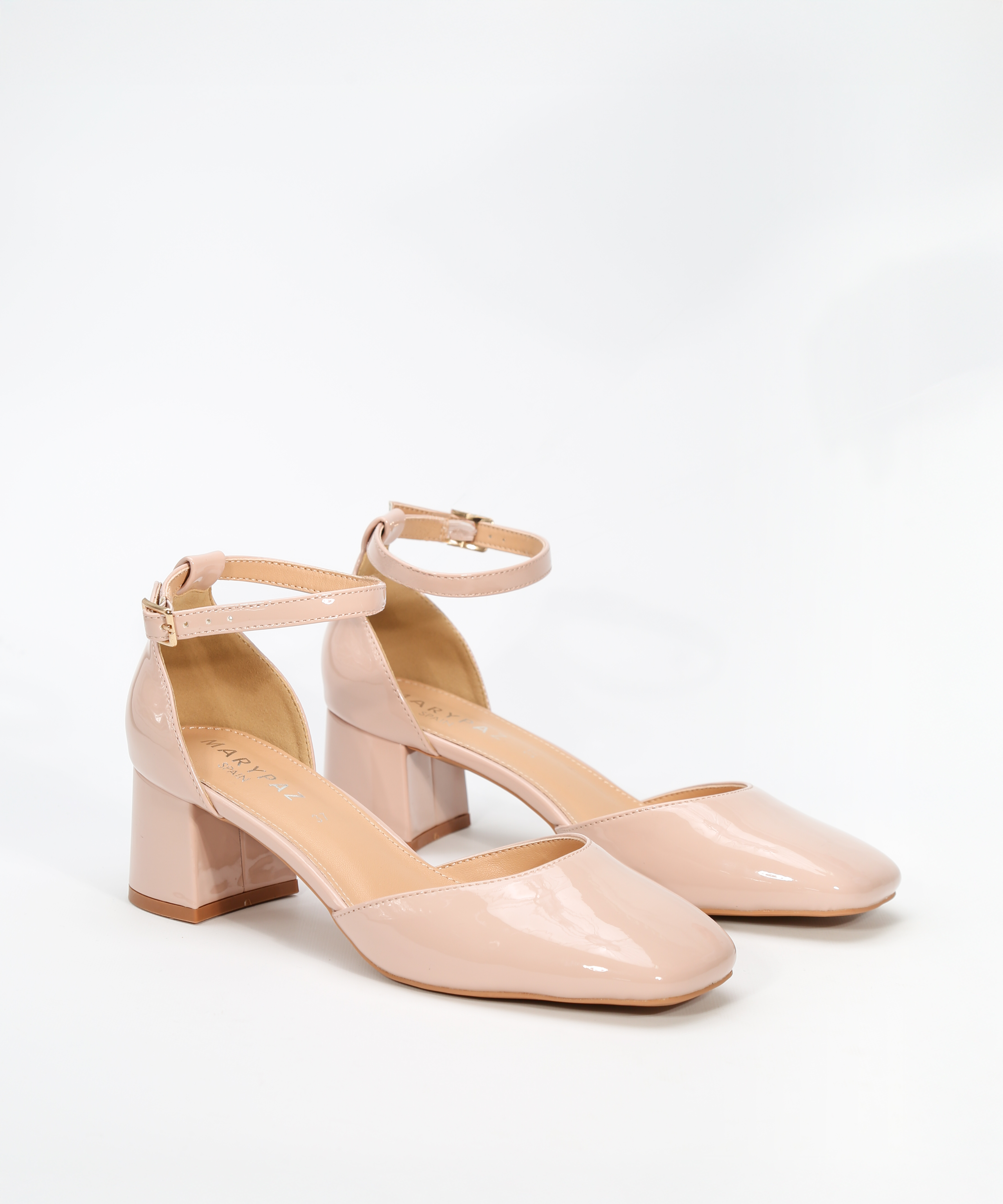 Marypaz Sandalias Dorada Tacon Ancho Sandalias Doradas Zapatos